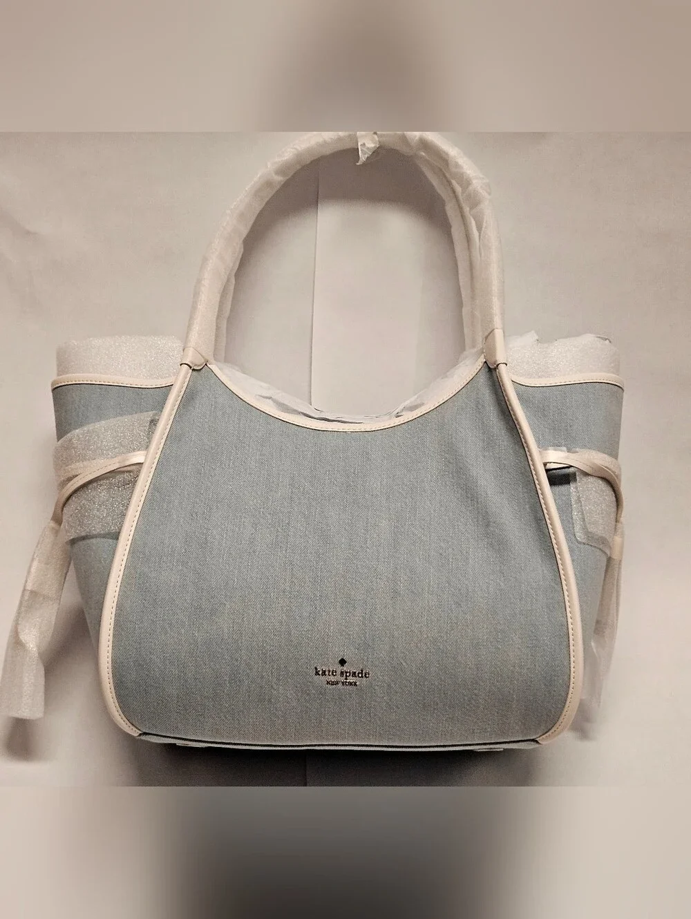 Kate Spade New York Stash Denim medium Carryall Tote Bag Denim Blue New NWT